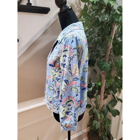 The Tog Shop Womens Multicolor Floral Single Breast 4 Button Jacket Petite Small - Picture 6 of 13